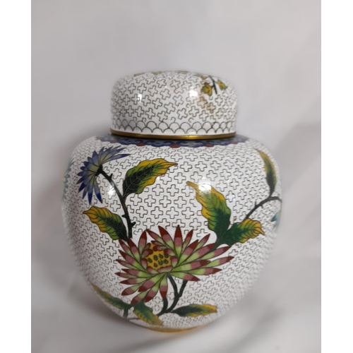 149 - A LARGE IMARI LOBED DISH, A SATSUMA BOTTLE VASE AND A CLOISONNE GINGER JAR, along with a large Imari... 