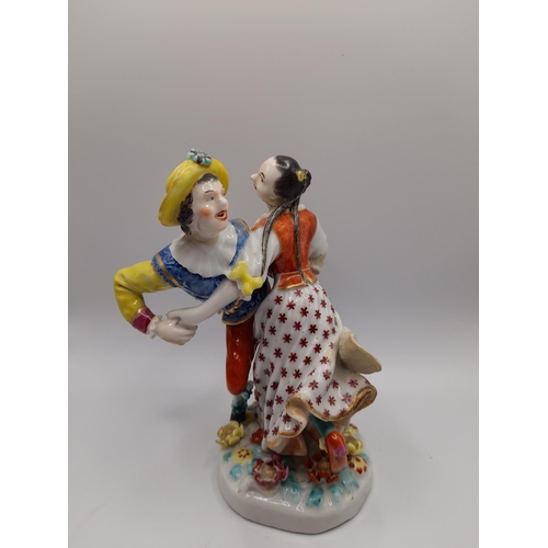 156 - A GROUP OF THIRTEEN LATE 18TH / EARLY 19TH CENTURY PORCELAIN FIGURES, including two figures with red... 