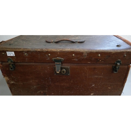 46 - Vintage Leather Trunk with V R B on Top