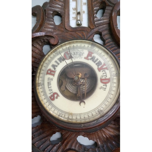 789 - An Antique Carved Wood Barometer (Some Losses to Case).