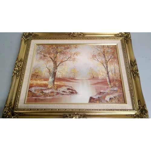 820 - An Autumn Scene-Original Oil on Board by K Johnstone.