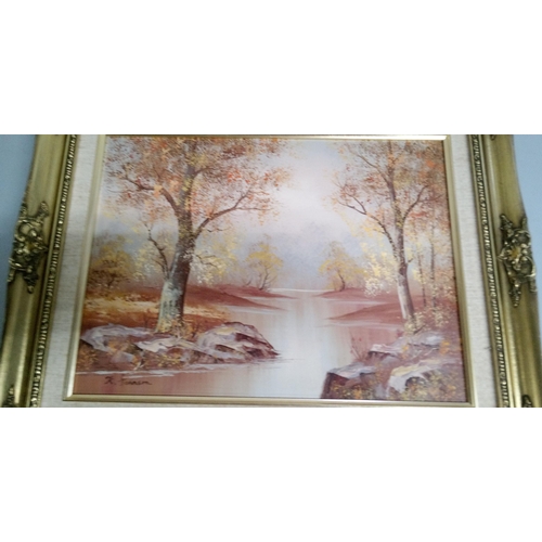 820 - An Autumn Scene-Original Oil on Board by K Johnstone.