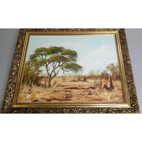 822 - A Savanah Scene by Anne Darwell. Original Oil on Board. 61 x 53cm.