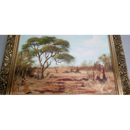 822 - A Savanah Scene by Anne Darwell. Original Oil on Board. 61 x 53cm.