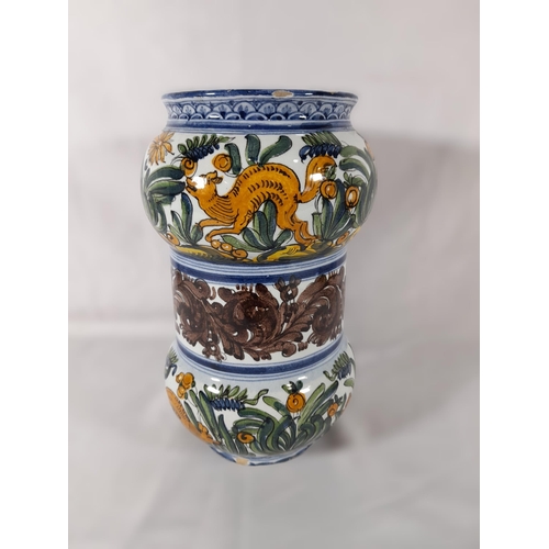 159 - A GROUP OF CONTINENTAL FAIENCE POTTERY WARES, MOSTLY 19TH CENTURY, including an unusual Dutch Delft ... 