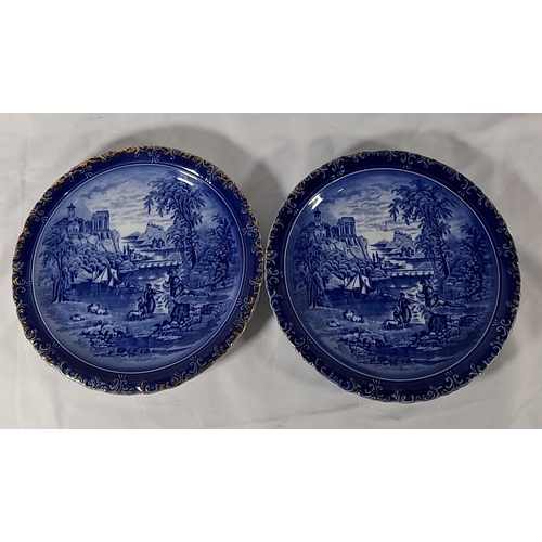 160 - A GROUP OF 19TH CENTURY BLUE AND WHITE CHINA WARES, the lot includes Victorian and Edwardian commemo... 