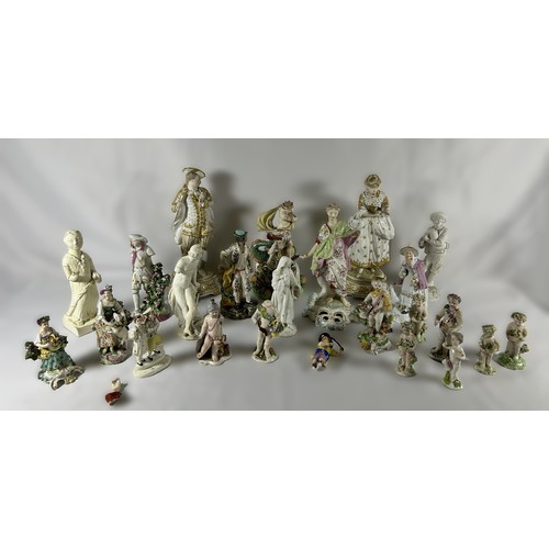 162 - A GROUP OF 18TH & 19TH CENTURY PORCELAIN FIGURES, including an impressive figure of Poseidon, a pair... 