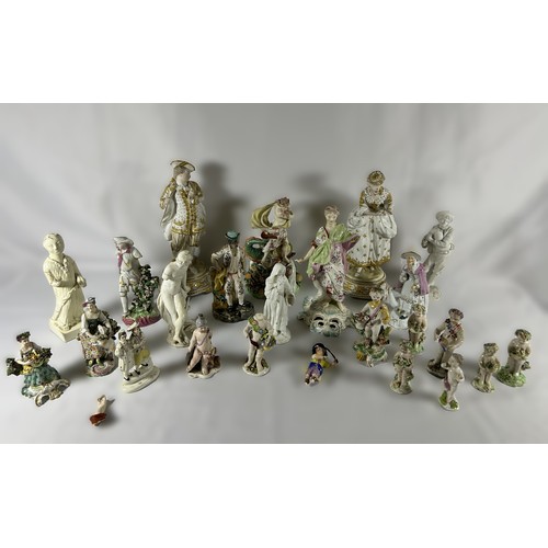 162 - A GROUP OF 18TH & 19TH CENTURY PORCELAIN FIGURES, including an impressive figure of Poseidon, a pair... 