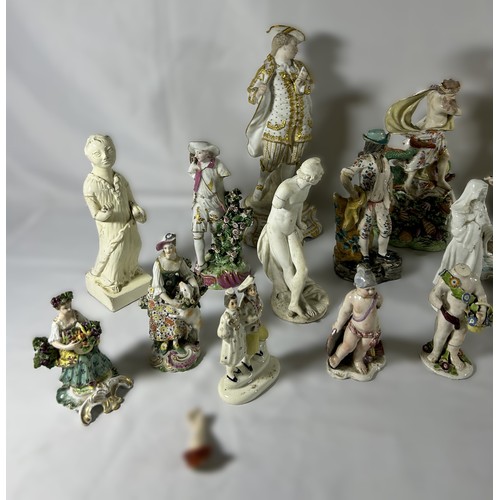 162 - A GROUP OF 18TH & 19TH CENTURY PORCELAIN FIGURES, including an impressive figure of Poseidon, a pair... 