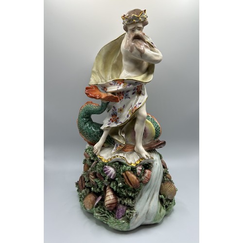 162 - A GROUP OF 18TH & 19TH CENTURY PORCELAIN FIGURES, including an impressive figure of Poseidon, a pair... 