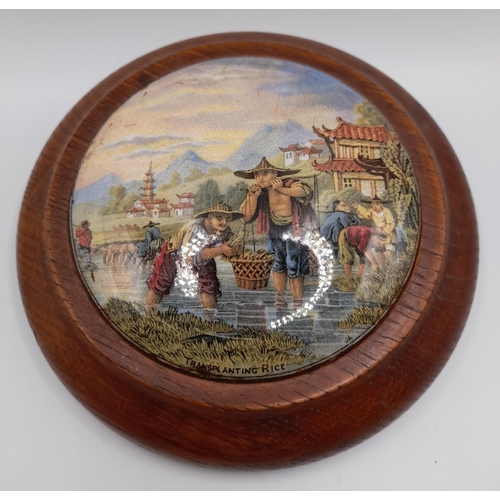 168 - A GROUP OF TWELVE 19TH CENTURY PRATTWARE POT LIDS, various designs including Shakespeare scene and M... 