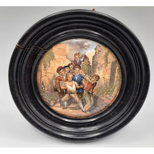 171 - A GROUP OF ELEVEN 19TH CENTURY PRATTWARE POT LIDS, various designs including 'Harbour of Hong Kong' ... 