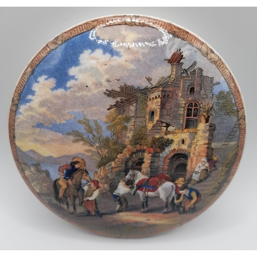 172 - A GROUP OF ELEVEN 19TH CENTURY PRATTWARE POT LIDS, various designs including 'The Rivals' and 'Hide ... 