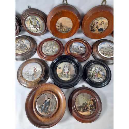 178 - A GROUP OF FOURTEEN 19TH CENTURY PRATTWARE POT LIDS, including 'The Enthusiast' and 'A Letter from D... 