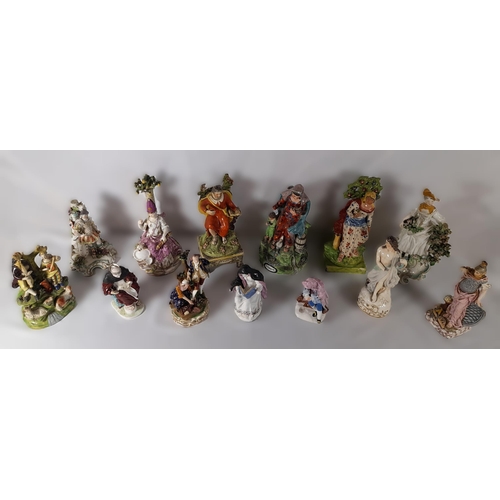 181 - A GROUP OF ENGLISH & CONTINENTAL LATE 18TH / EARLY 19TH CENTURY FIGURINES, including a Walton Pearlw... 