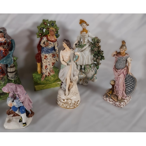 181 - A GROUP OF ENGLISH & CONTINENTAL LATE 18TH / EARLY 19TH CENTURY FIGURINES, including a Walton Pearlw... 