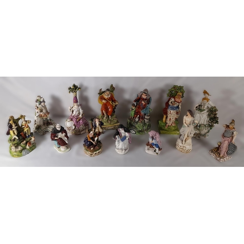 181 - A GROUP OF ENGLISH & CONTINENTAL LATE 18TH / EARLY 19TH CENTURY FIGURINES, including a Walton Pearlw... 