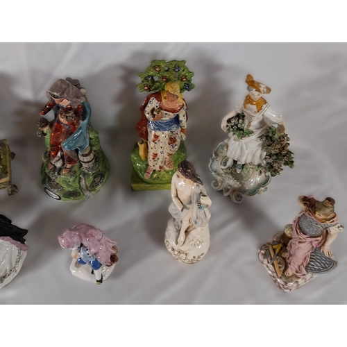 181 - A GROUP OF ENGLISH & CONTINENTAL LATE 18TH / EARLY 19TH CENTURY FIGURINES, including a Walton Pearlw... 