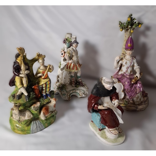 181 - A GROUP OF ENGLISH & CONTINENTAL LATE 18TH / EARLY 19TH CENTURY FIGURINES, including a Walton Pearlw... 