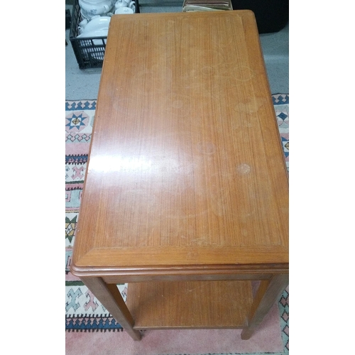 664 - Mid Century Console Table with Lower Shelf. 84cm H x 84cm W x 48cm D.