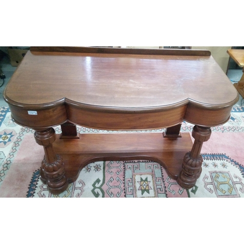 666 - Antique Hall Table with Lower Shelf, Centre Drawer and Carved Front Legs. 75cm H x 121 cm L x 60cm D... 