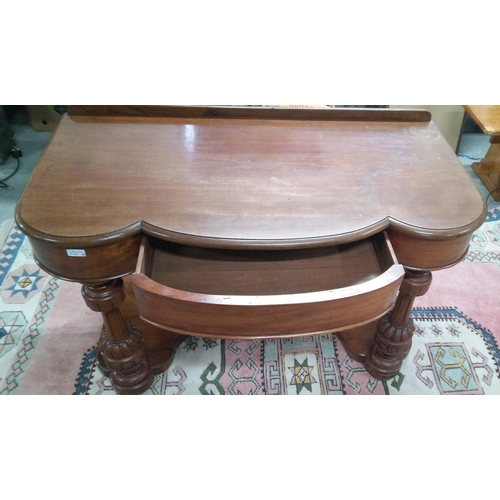 666 - Antique Hall Table with Lower Shelf, Centre Drawer and Carved Front Legs. 75cm H x 121 cm L x 60cm D... 