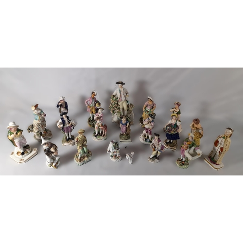 184 - A MIXED GROUP OF 18TH & 19TH CENTURY PORCELAIN FIGURES, English and continental examples including M... 