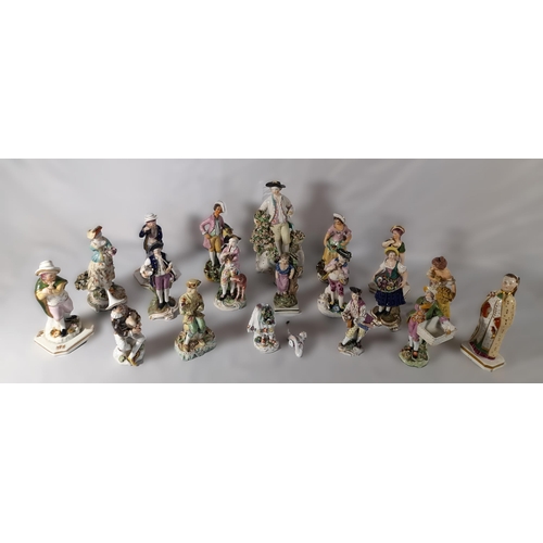 184 - A MIXED GROUP OF 18TH & 19TH CENTURY PORCELAIN FIGURES, English and continental examples including M... 