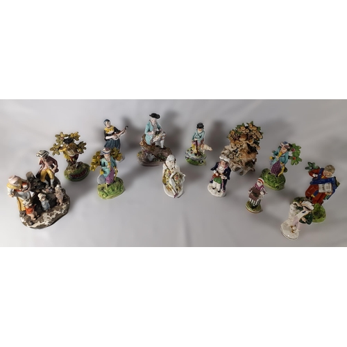 185 - A MIXED GROUP OF 19TH CENTURY FIGURINES, the lot includes a Walton figure of Matthew, two pearlware ... 