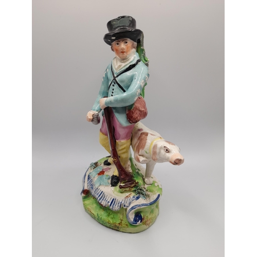 185 - A MIXED GROUP OF 19TH CENTURY FIGURINES, the lot includes a Walton figure of Matthew, two pearlware ... 