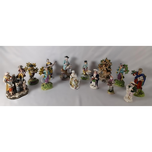 185 - A MIXED GROUP OF 19TH CENTURY FIGURINES, the lot includes a Walton figure of Matthew, two pearlware ... 