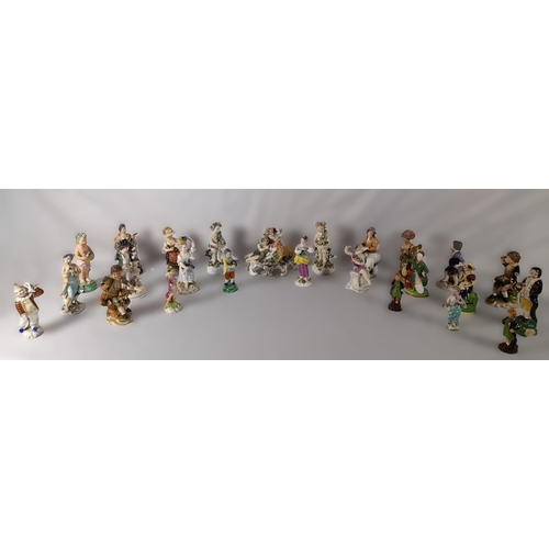 186 - A MIXED GROUP OF MAINLY 19TH CENTURY FIGURINES, the lot includes an 18th Century Meissen figure of p... 