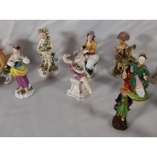 186 - A MIXED GROUP OF MAINLY 19TH CENTURY FIGURINES, the lot includes an 18th Century Meissen figure of p... 