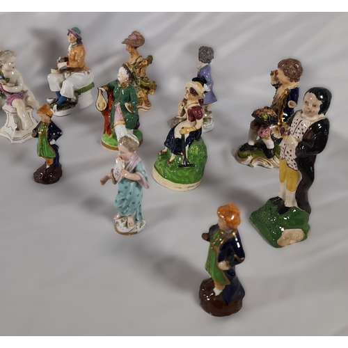 186 - A MIXED GROUP OF MAINLY 19TH CENTURY FIGURINES, the lot includes an 18th Century Meissen figure of p... 