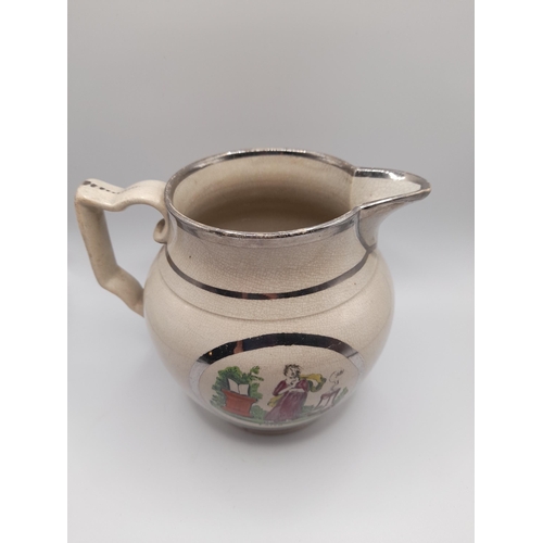 194 - A COLLECTION OF ENGLISH 19TH CENTURY JUGS AND TANKARDS, including salt glazed harvest tankards, crea... 