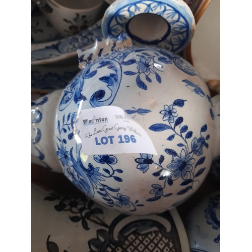 196 - A GROUP OF CONTINENTAL FAIENCE POTTERY, 18th & 19th Century, the lot includes Dutch Delft polychrome... 