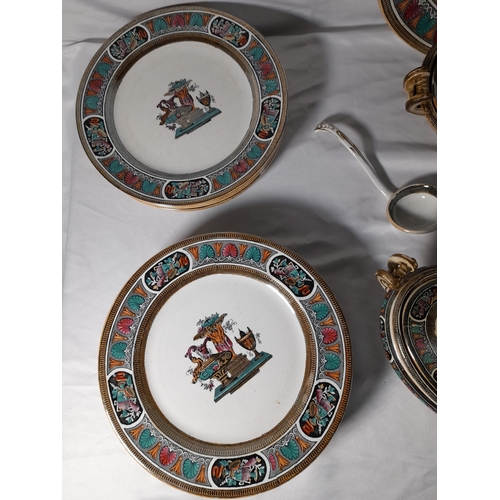 197 - A COLLECTION OF 19TH CENTURY BOOTHS IRONSTONE DINNER WARE, the lot includes dinner plates, side plat... 