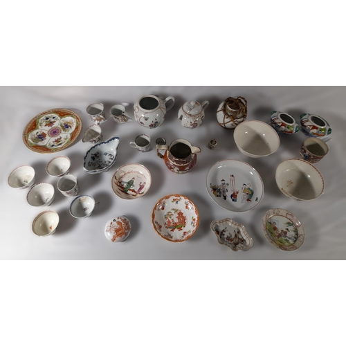 198 - A MIXED GROUP OF CHINESE EXPORT PORCELAIN WARES, including teapot, dishes and cups, along with other... 