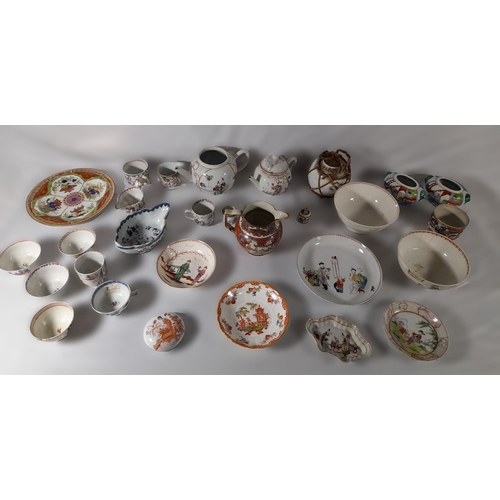 198 - A MIXED GROUP OF CHINESE EXPORT PORCELAIN WARES, including teapot, dishes and cups, along with other... 