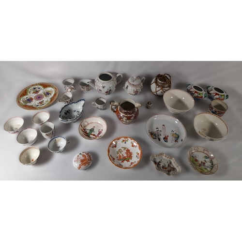 198 - A MIXED GROUP OF CHINESE EXPORT PORCELAIN WARES, including teapot, dishes and cups, along with other... 