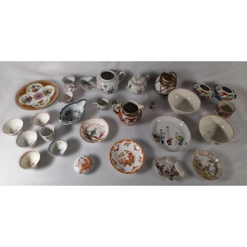 198 - A MIXED GROUP OF CHINESE EXPORT PORCELAIN WARES, including teapot, dishes and cups, along with other... 