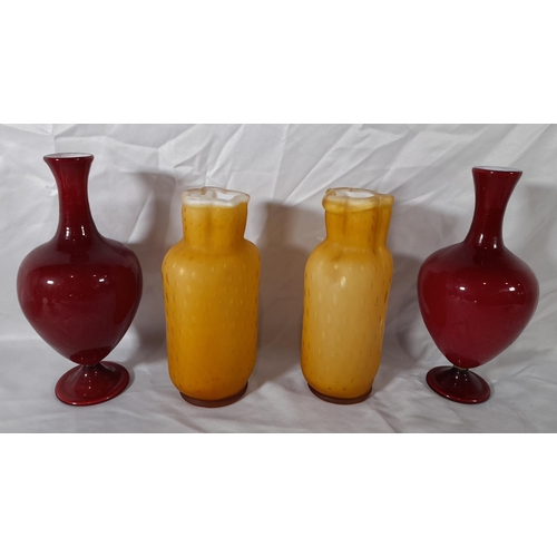 209 - A MIXED GROUP OF VINTAGE COLOURED GLASS WARE, mostly 19th century, including an attractive biscuit b... 