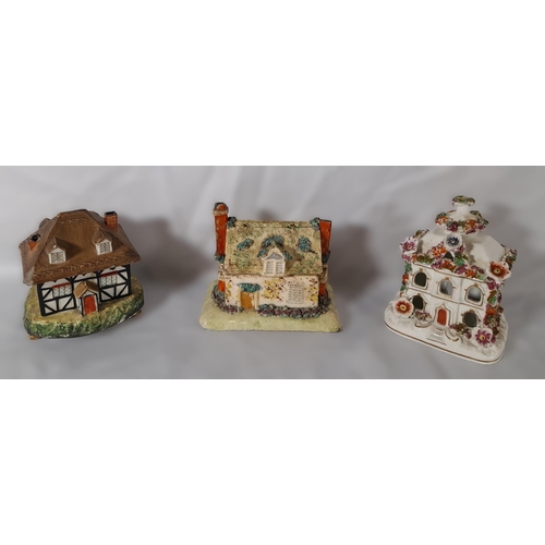 206 - A GROUP OF ELEVEN 19TH CENTURY PASTEL BURNERS, modelled as cottages and houses, various sizes
14.5 c... 