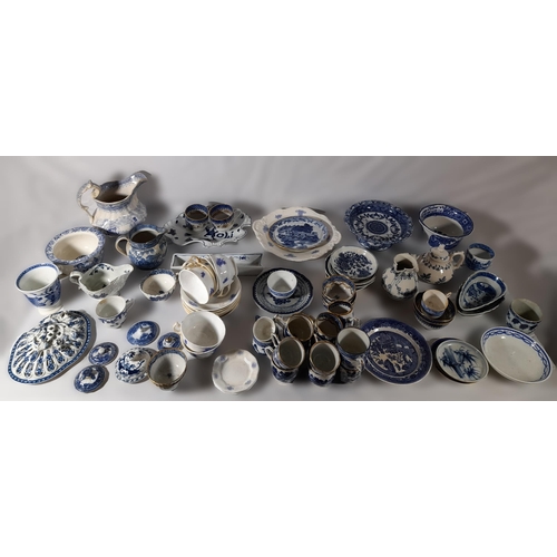 211 - A MIXED GROUP OF ENGLISH AND CONTINENTAL BLUE AND WHITE CHINA WARES, 18TH & 19TH CENTURY, including ... 