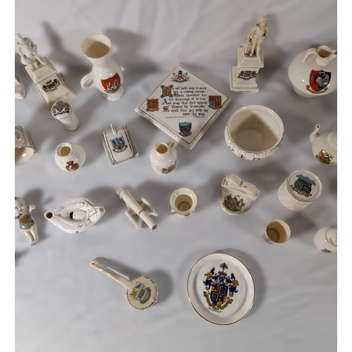 212 - A COLLECTION OF CRESTED CHINA MODELS, early 20th Century, various figures and trinkets, mostly Goss ... 