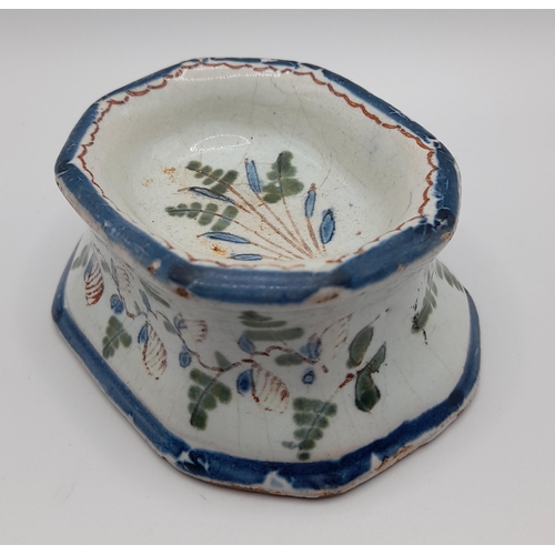 213 - A GROUP OF 18TH/19TH CENTURY FAIENCE POTTERY WARES, including Dutch Delft plates, a polychrome balus... 