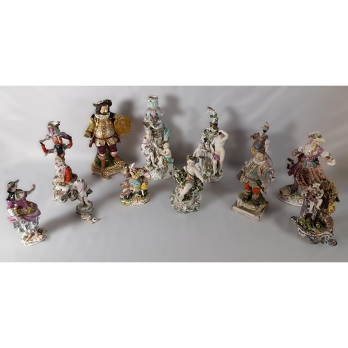 218 - A GROUP OF ENGLISH AND CONTINENTAL PORCELAIN FIGURINES, LATE 18TH / EARLY 19TH CENTURY, the lot incl... 