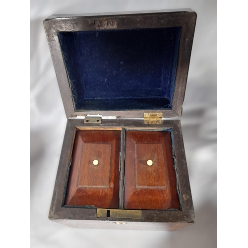 231 - A VICTORIAN ROSEWOOD TEA CADDY  AND FOUR MAHOGANY TEA CADDIES, square form and rectangular form, som... 