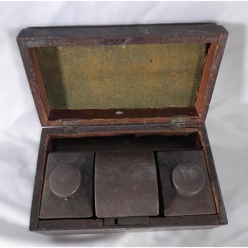 231 - A VICTORIAN ROSEWOOD TEA CADDY  AND FOUR MAHOGANY TEA CADDIES, square form and rectangular form, som... 