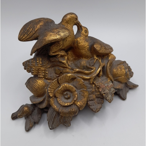 239 - A MIXED GROUP OF VINTAGE METAL WARES, including ornate gilt metal mounts with winged lion masks, a c... 